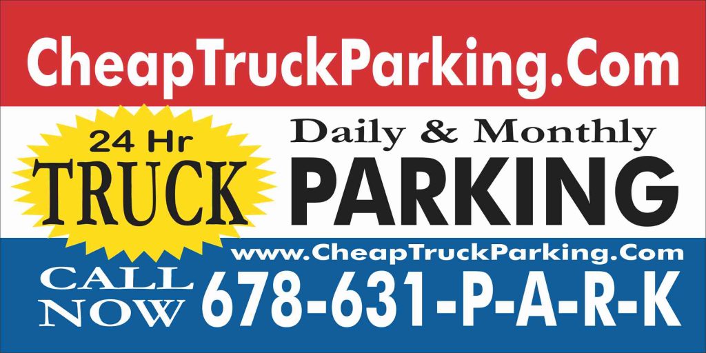 a red white and blue sign with black text